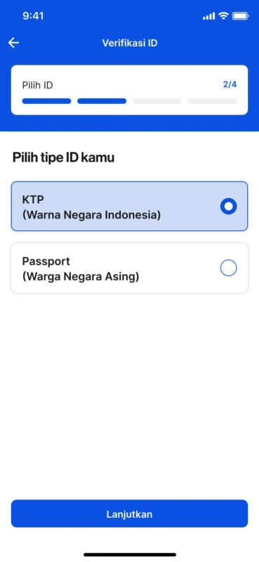 Pilih tipe ID: KTP untuk WNI, Passport untuk WNA. (Sumber: Blog Pintu)